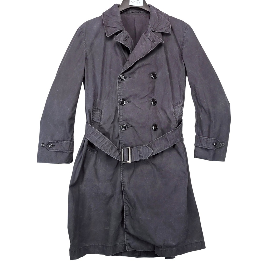 Vintage 70s US Navy Belted Trench Coat Mens L Vietnam Era Raincoat Centre Mfg Co
